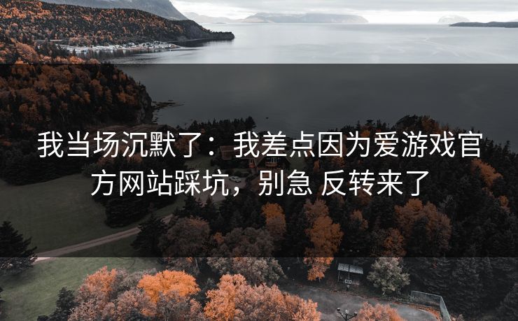 我当场沉默了：我差点因为爱游戏官方网站踩坑，别急 反转来了