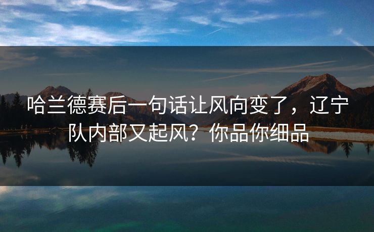 哈兰德赛后一句话让风向变了，辽宁队内部又起风？你品你细品