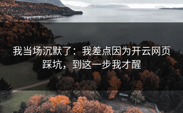 我当场沉默了：我差点因为开云网页踩坑，到这一步我才醒