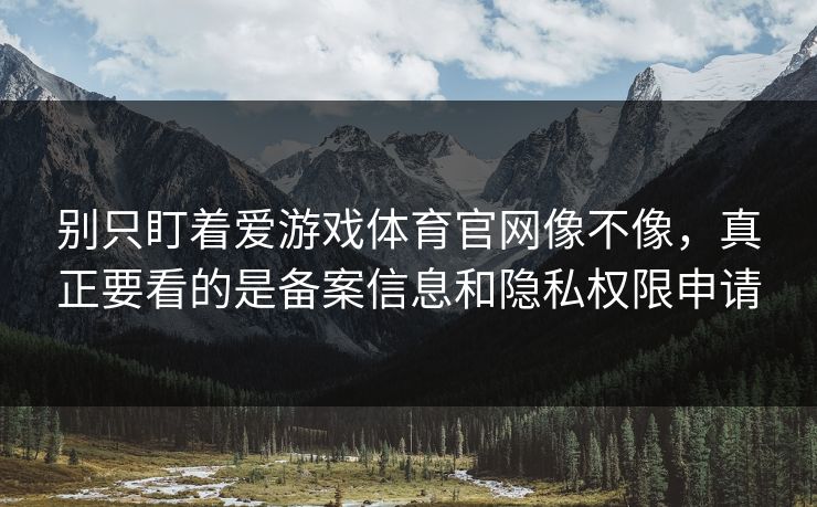 别只盯着爱游戏体育官网像不像，真正要看的是备案信息和隐私权限申请