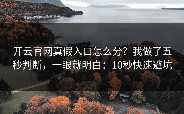开云官网真假入口怎么分？我做了五秒判断，一眼就明白：10秒快速避坑